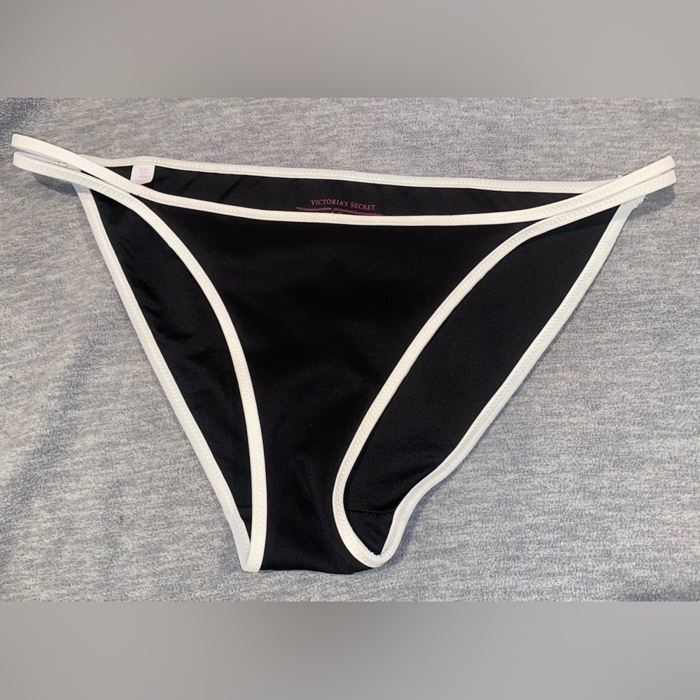 Victoria's Secret Black Bikini Bottom with White Accents